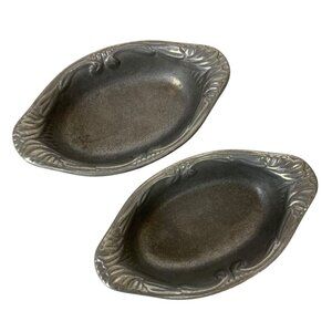 Vintage Wilton Armetale Pewter Set of 2 Oval Serving Dishes Individual Casserole
